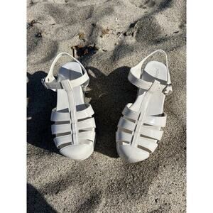 Jeffrey Campbell Candied Cream Shiny Platform Fisherman Jelly Sandals Womens 8